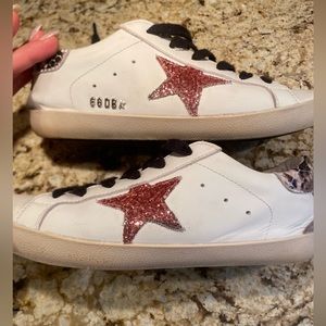 golden goose superstars size 40 pink star snakeskin